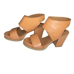 Other Stories Womens Sandal Size 9 Tan Velcro Neutral Platform Block Heel Leathe